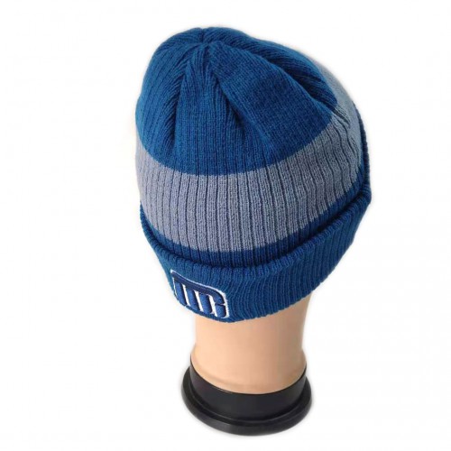 rib knit 3D embroidery winter cuff beanie hat for men