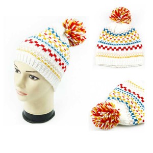 KIMTEX high quality outdoor custom acrylic knitted crochet pom pom toque hat