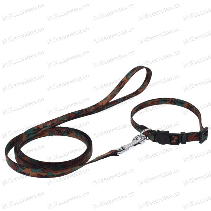 Heat transfer cat collar and leash set