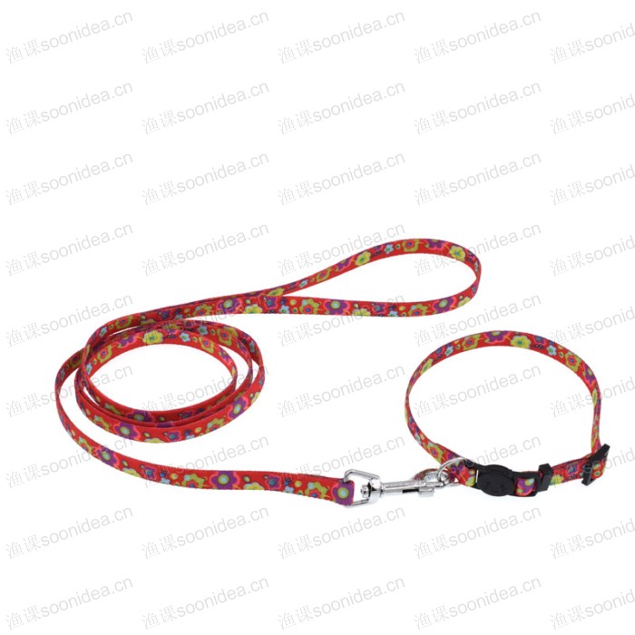 Heat transfer cat collar and leash set